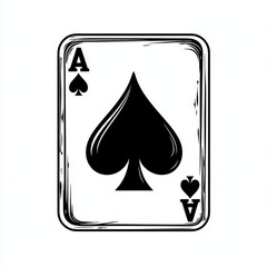 Ace of Spades. Bold Graphic Illustration on Minimalist White Background