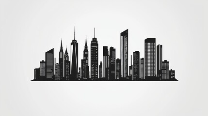 Fototapeta premium Modern Urban Skyline Silhouette Vector Illustration of a Cityscape