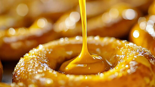 Mustard Dripping Onto Pretzel