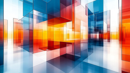 Fototapeta premium Abstract color geometric cube technology business background