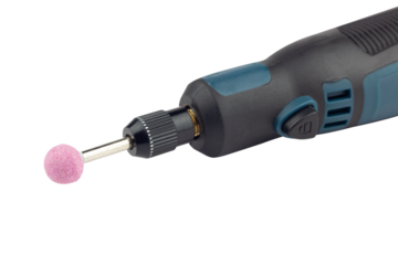 hand engraver with stone cutter, mini hand drill on battery isolated from background