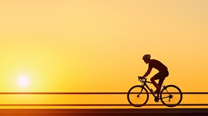 Obraz premium Silhouette of Cyclist Riding Across Sunset Bridge