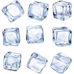 Ice cube icons isolation on transparent background