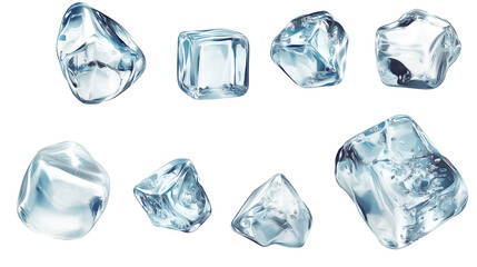 Obraz premium Ice cube icons isolation on transparent background