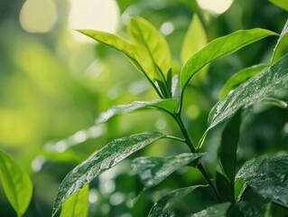 Obraz premium Vibrant Tea Plant in Full Bloom