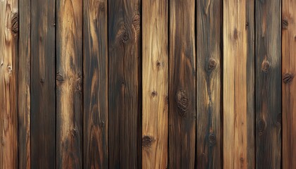 Naklejka premium Dark brown wooden plank wallpaper with a rustic, aged texture for design projects