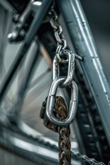 Naklejka premium A detailed view of a chain attached to a bicycle, suitable for use in travel or outdoor-related projects