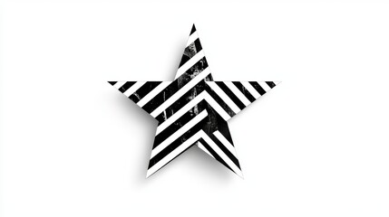 Fototapeta premium Abstract Black and White Striped Star Shape on White Background