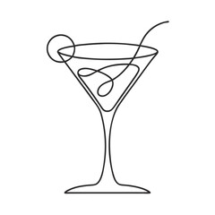 Line art cocktail glass icon with a minimalist design 