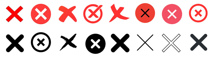 Worng sign icon set in vector isolated on white 