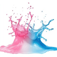 Colorful Water Splashing with Bright Cyan and Coral Hues