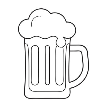 recommend clip art: Beer mug outline design, minimalist style, with foam and bold lines
                    