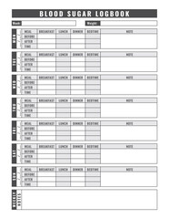 Blood Sugar Log Book Tracker Journal