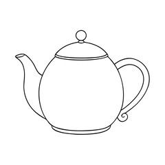 Fototapeta premium Teapot outline design, minimalist style, with elegant curves and a lid 