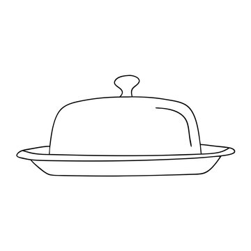 recommend clip art: Cloche cover outline design, minimalist style, on a serving plate with smooth lines
                    