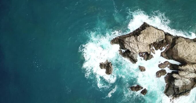 Drone flight over Punta Cometa viewpoint, southernmost point of Oaxaca, Mexico