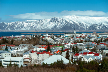 Reykjavik, the capital of Iceland, in winter