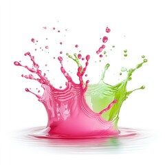 Colorful Water Splash with Neon Pink and Green Hues