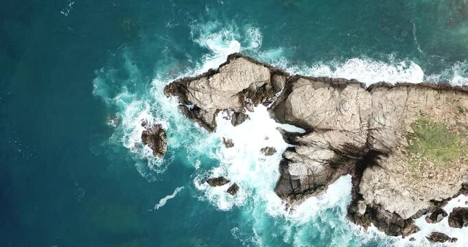 Drone flight over Punta Cometa viewpoint, southernmost point of Oaxaca, Mexico