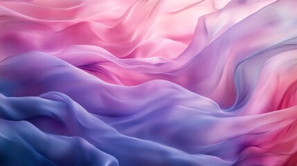 Obraz premium Smooth elegant fabric flowing in gentle waves creating an abstract background with pastel colors ranging from pink to violet