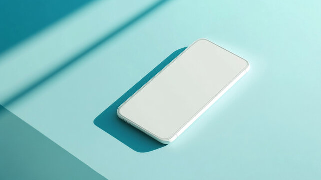 Smartphone on solid color minimalist background, copy space