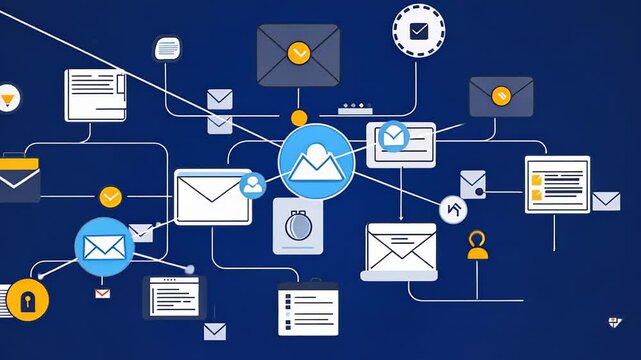 Digital workflow animation showing automated business processes