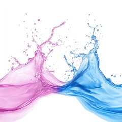 Colorful Water Splashing in Pastel Pink and Blue
