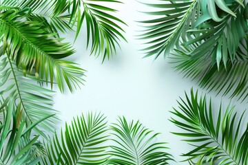 Fototapeta premium High quality tropical palm leaves on white and grey background.