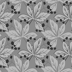 Vector - virginia creeper with berries seamless pattern.