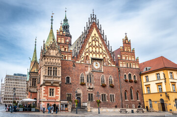 Historic Gothic Architecture of Town Hall in Wroclaw, Poland