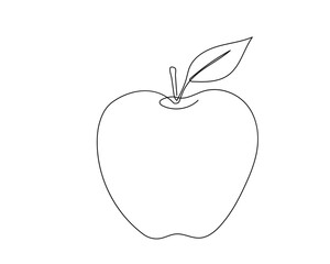Apple continuous line art. Drawing sketch. Fruit vector icon