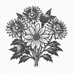 Fototapeta premium Floral Bunch with Gaillardia Silhouette Vector Design for Decorative Art and Graphic Projects