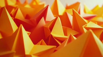 Obraz premium Abstract Origami Pyramids in Vibrant Shades of Orange and Yellow
