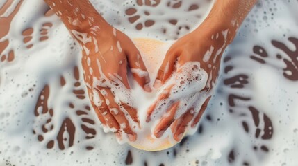 Hands immersed in soapy water, diligently scrubbing a car, showcasing the intricate process of thorough cleaning and care for a vehicle's exterior