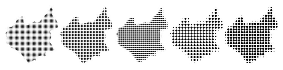 Leicestershire Map halftone in different sizes