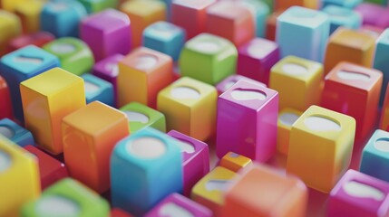 Fototapeta premium A close-up shot of colorful building blocks stacked together, possibly for a kids' play area or construction project