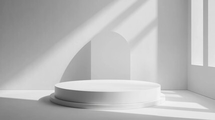 Minimalist White Podium with Sunlight