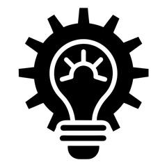 Minimalist Lightbulb Idea Icon Silhouette - Vector Illustration