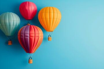 Obraz premium Three colorful hot air balloons against a blue background
