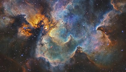 Fototapeta premium Colorful nebula with vibrant stars and cosmic clouds in the vast universe backdrop