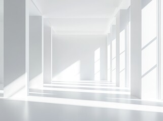 Fototapeta premium White Interior with Windows and Sunbeams