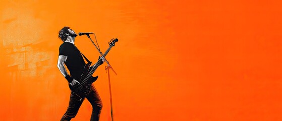 Grunge Style Band Performance with Bold Color Background