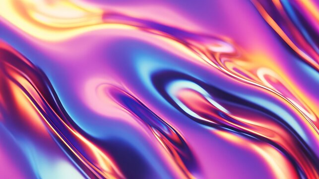 Abstract holographic background with vibrant colors melting into each other, creating a mesmerizing and surreal effect. Perfect for projects related to art, design, and technology