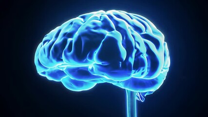 Glossy neon brain with glowing neural pathways - Powered by Adobe