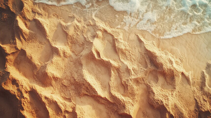 An abstract shot capturing the intricate textures of sandy beaches during sunset