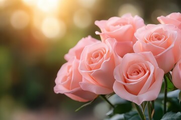 Soft Pink Roses in Gentle Light