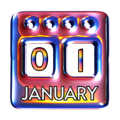 1 January calendar icon for date and event concept