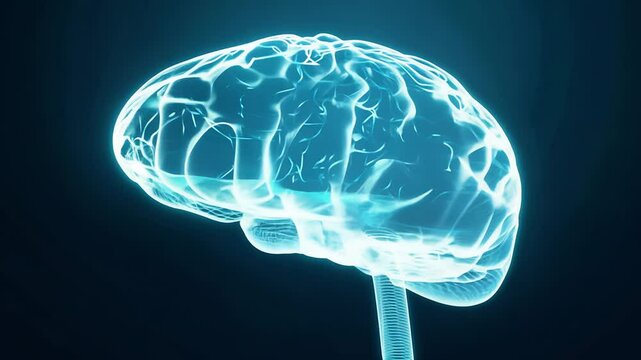 Glowing AI brain with expanding connections