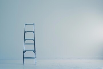 A ladder leaning against a wall in a room