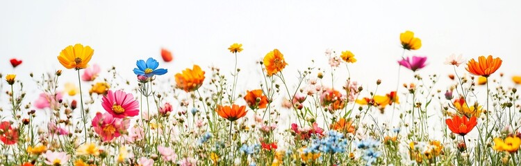 Naklejka premium flowers in the field colorful isolated for frame